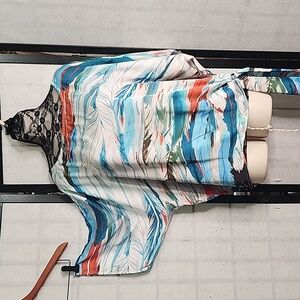 Abstract dolman sleeve boho blouse L